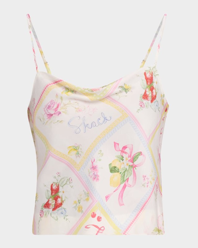 Cabi Silky Fruit Print Top